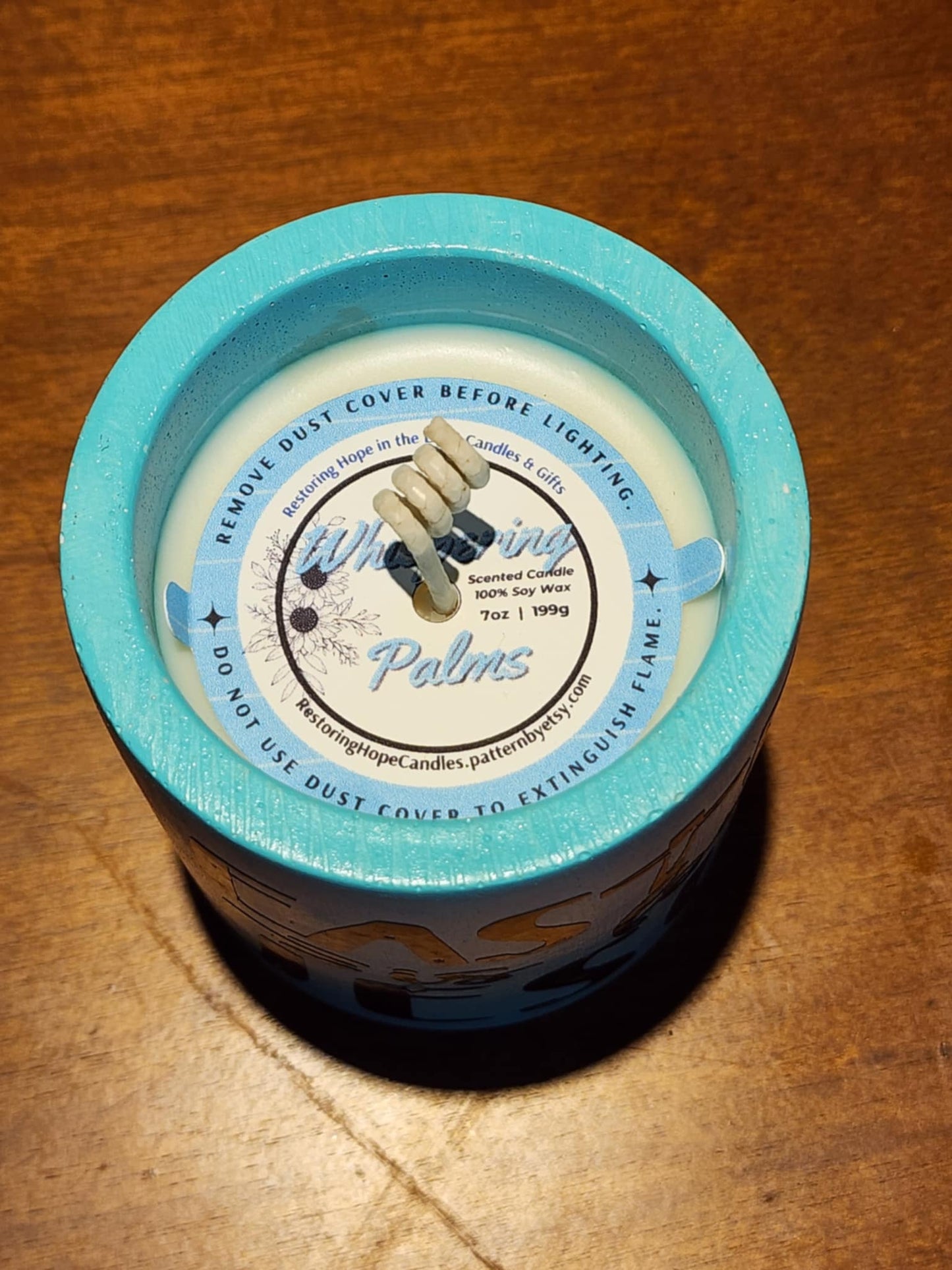 Handmade Concrete Candle β Whispering Palms | Acapulco Blue π΄π